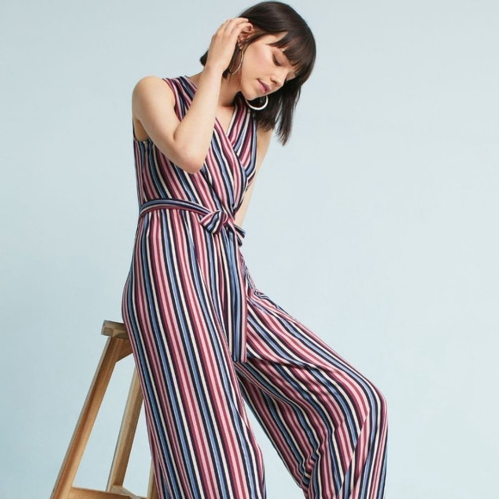 Anthropologie Donna Morgan Striped‎ Jumpsuit Size 2
